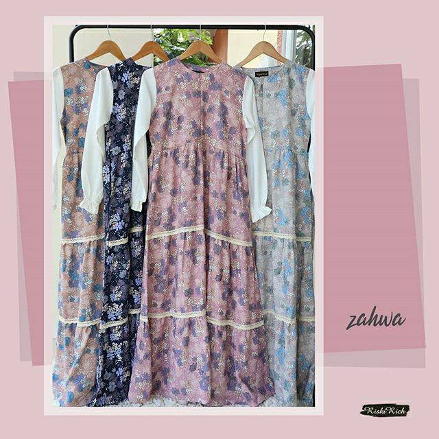 Gamis Zahwa/ Gamis motif Bunga Wolfis By Riski Rich