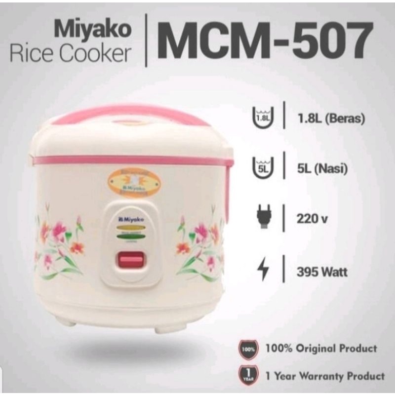 PROMO  MIYAKO MAGIC COM MCM 507 RICE COOKER 1,8 LITER 3 IN 1