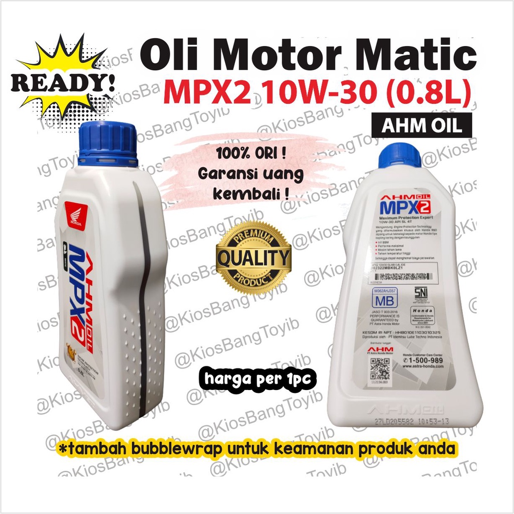 Oli Motor Matic AHM MPX2 10W 30 API (800mL) 1000% ORI