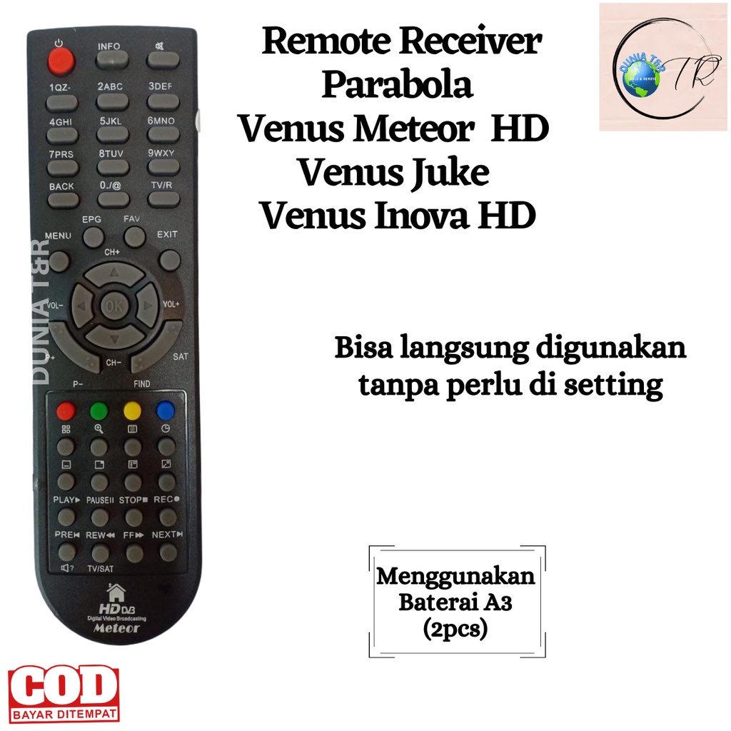 Remot / Remote Receiver Parabola Inova Venus Meteor MPEG4 Digital receiver tanpa setting