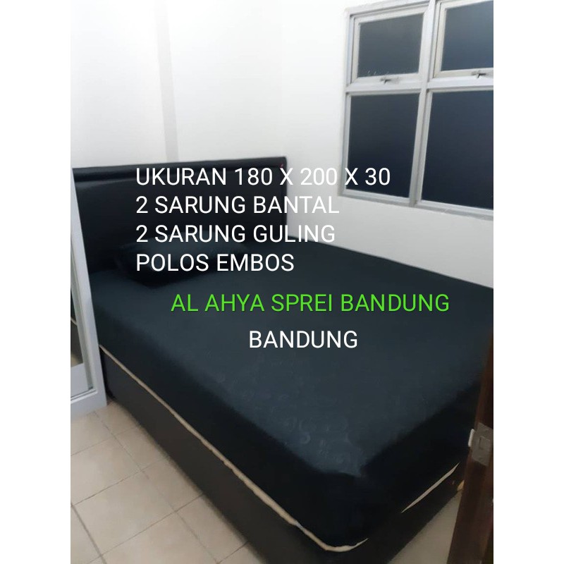 SPREI SET KING SIZE POLOS EMBOS 180 X 200 X 30 - HITAM