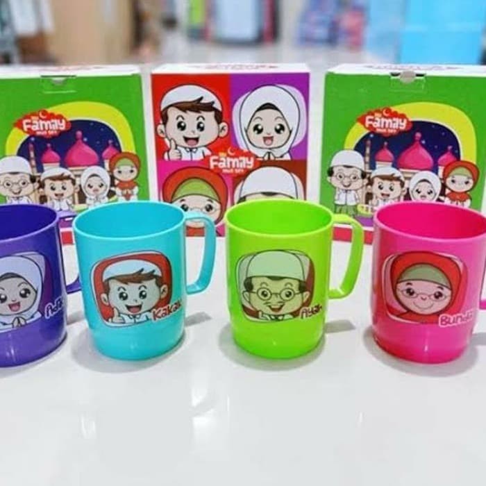 Mug Family Set isi 4 Karakater Cangkir Family Geas Set karakter Famili