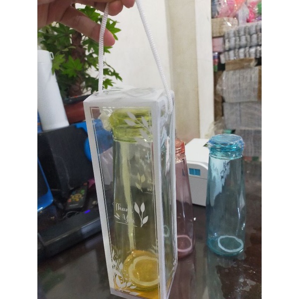 Botol Tumbler Kristal Warna kemasan Box Mika Tenteng
