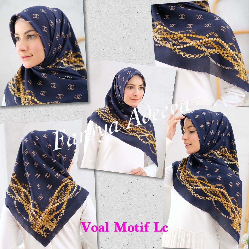 SEGI EMPAT MOTIF TERBARU HIJAB SEGI EMPAT MOTIF DEENAY  LASERCUT  TERMURAH DAN TERLARIS NAYLA HIJA'B-CHENAL RANTAI NAVY