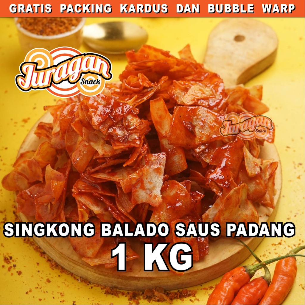 

KERIPIK SINGKONG BALADO SAOS PADANG 1 KG snack kiloan makanan ringan jajanan cemilan camilan pedas manis asin gurih sanjay murah