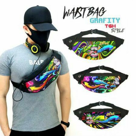 TAS LEVEL WAISTBAG MONSTER GRAFITY TAS PRIA TAS PINGGANG TAS MURAH FASHION