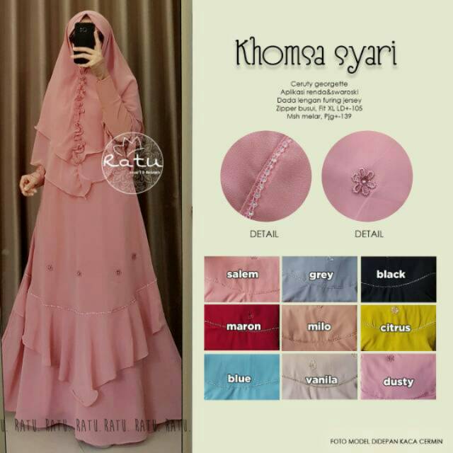 Khomsa syari by ratu | Gamis mewah syari