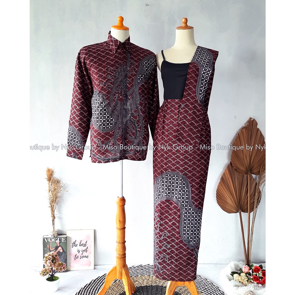 MISO BUTIK - Rok Slendang MARGARETA dan Kemeja Pria Dewasa modern termurah / Baju Cowok Kondangan /  Bawahan Batik Wanita / Couple Batik wisuda