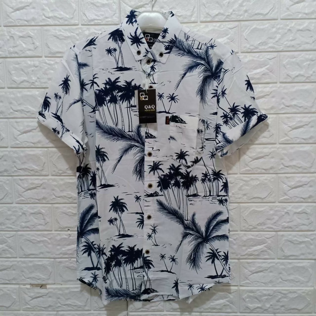 Kemeja Hawaii Pria Motif/ Kemeja Hawai Pria Bahan Rayon Lengan Pendek Baju Kemeja Hawai Pria Pantai Cowok Bali REGGAE Cowok Pendek Satai Rayon Halus Motif Printing Retro [COD]