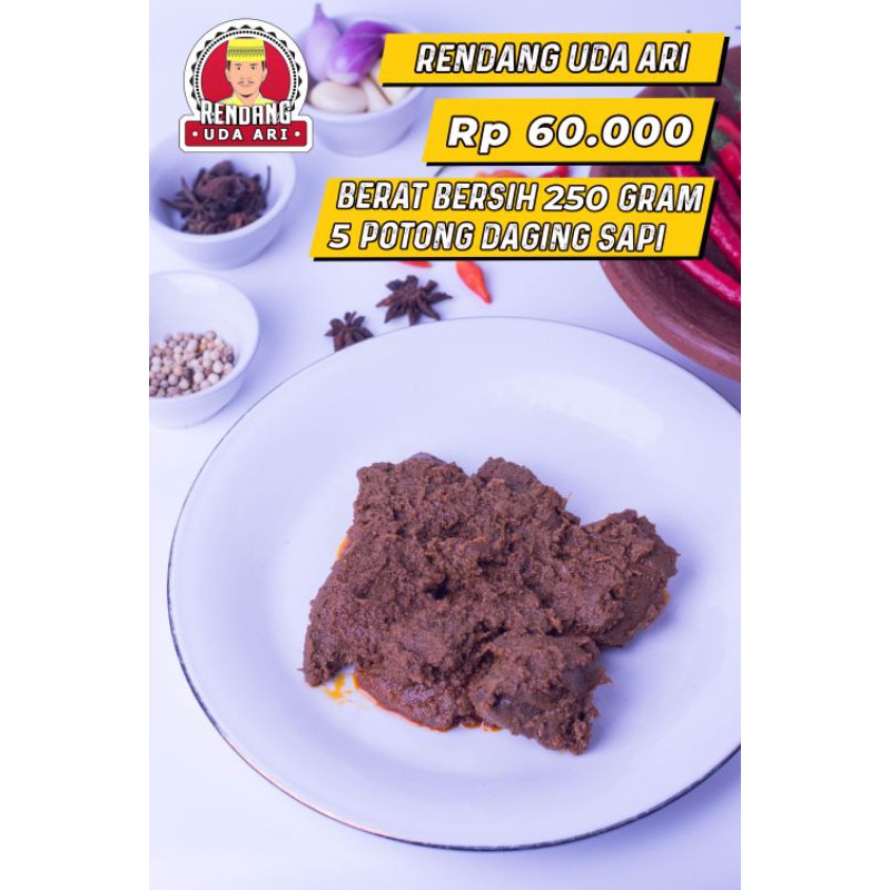 

Rendang Sapi (Rendang Uda Ari) 250 gram, isi 5 potong