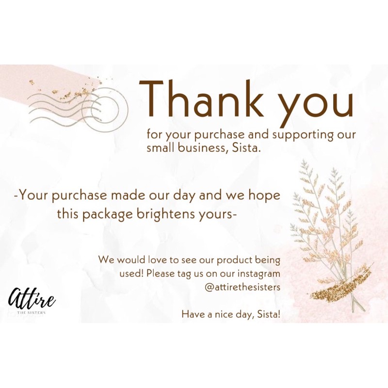 

Thank You Card Bisa Custom Art Paper 260 Gram - Attire The Sisters