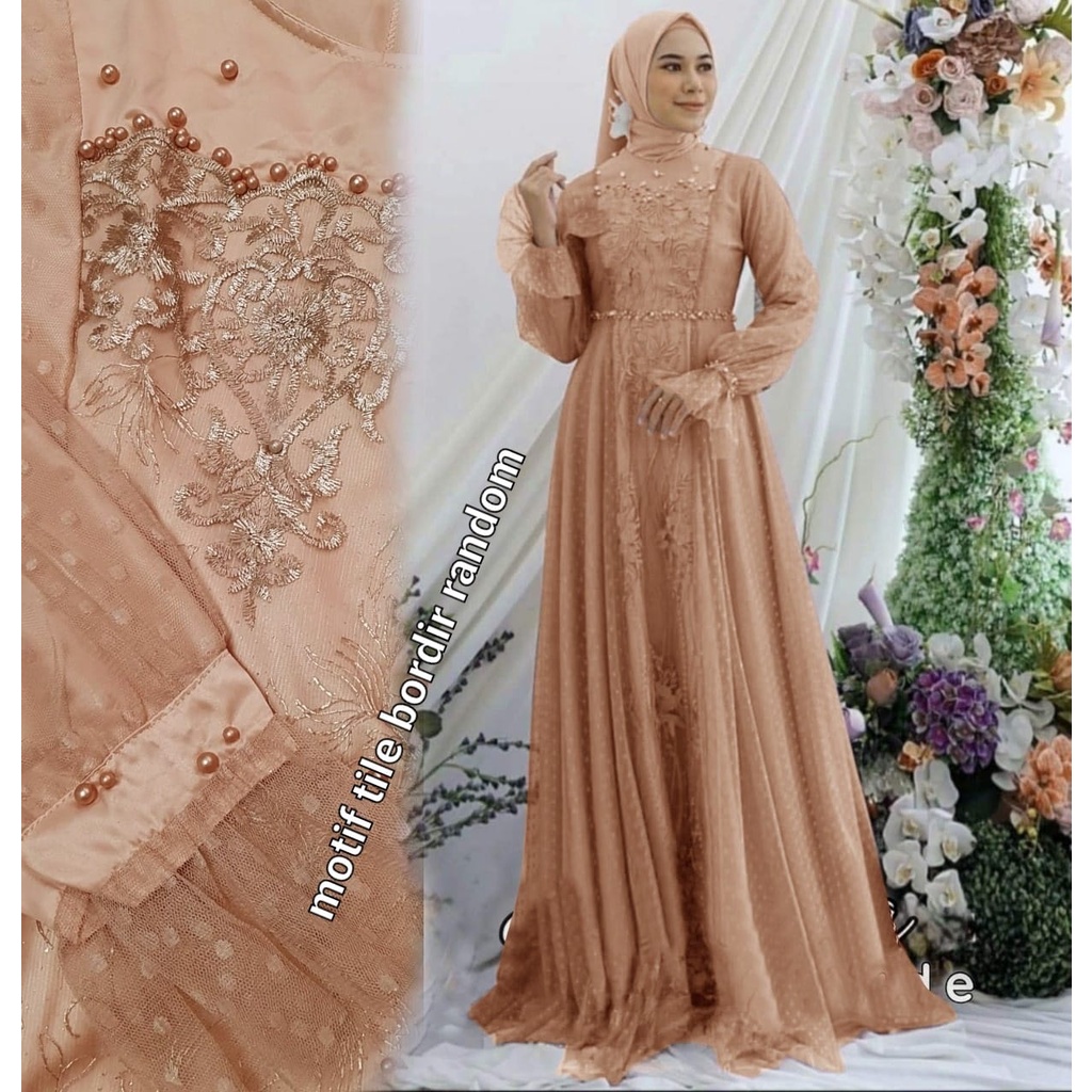 XC - Maxi Senjani / Maxi Tile Mutiara Import / Maxi Pesta / Baju Gamis Terbaru