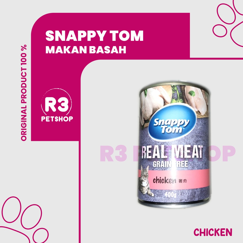 Makanan Kucing kaleng Snappy Tom 400g @1dus isi 12pcs wetfood