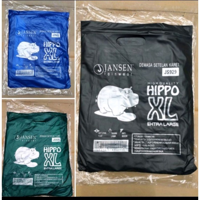 Jas Hujan HIPPO JS929 JANSEN XL Karet Setelan Jaket Celana Pria Wanita Dewasa TERMURAH / Mantel Hujan Jumbo Tebal Kuat Cewek Cowok Terbaik Murah Berkualitas / Raincoat Remaja Terlaris Baju Celana Tebal Terbaru Harga Grosir