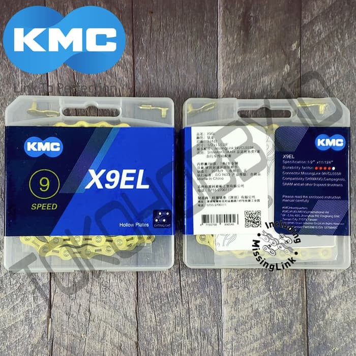 Rantai Sepeda 9 Speed KMC X9EL GOLD Shimano Alivio Acera Sora Sram
