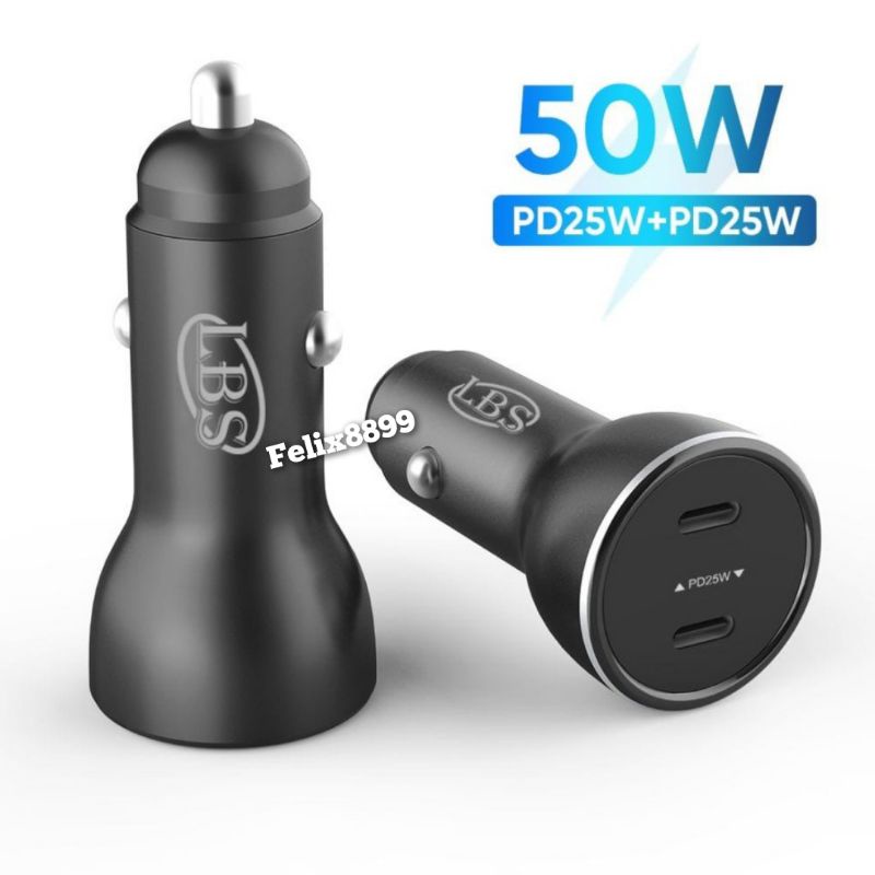 Car CHARGER Mobil 50W Dual Port USB C + C SUPER FAST CHARGING SAMSUNG Z FOLD 2 Z FOLD Z FLIP Z FLIP 3