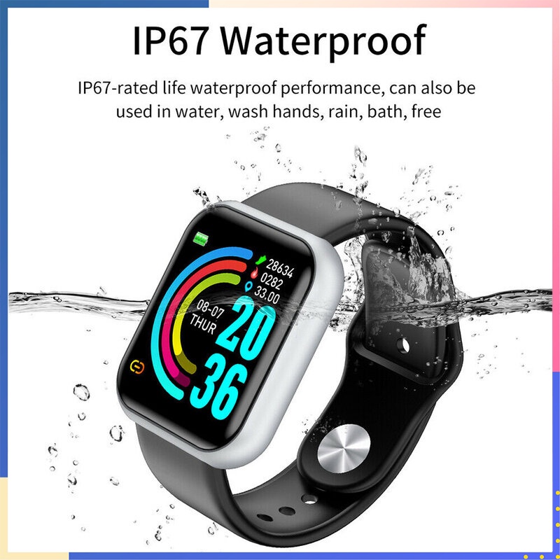 Y68 Smartwatch Sports IP67 Waterproof Fitness Tracker Heart Monitor Wanita Digital Jam Tangan Pintar