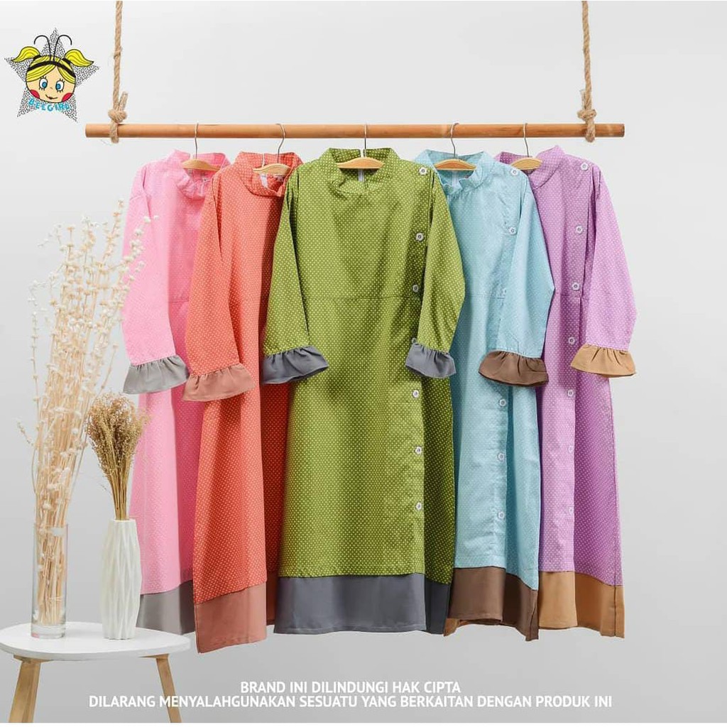 Gamis anak katun jepang Polkadot