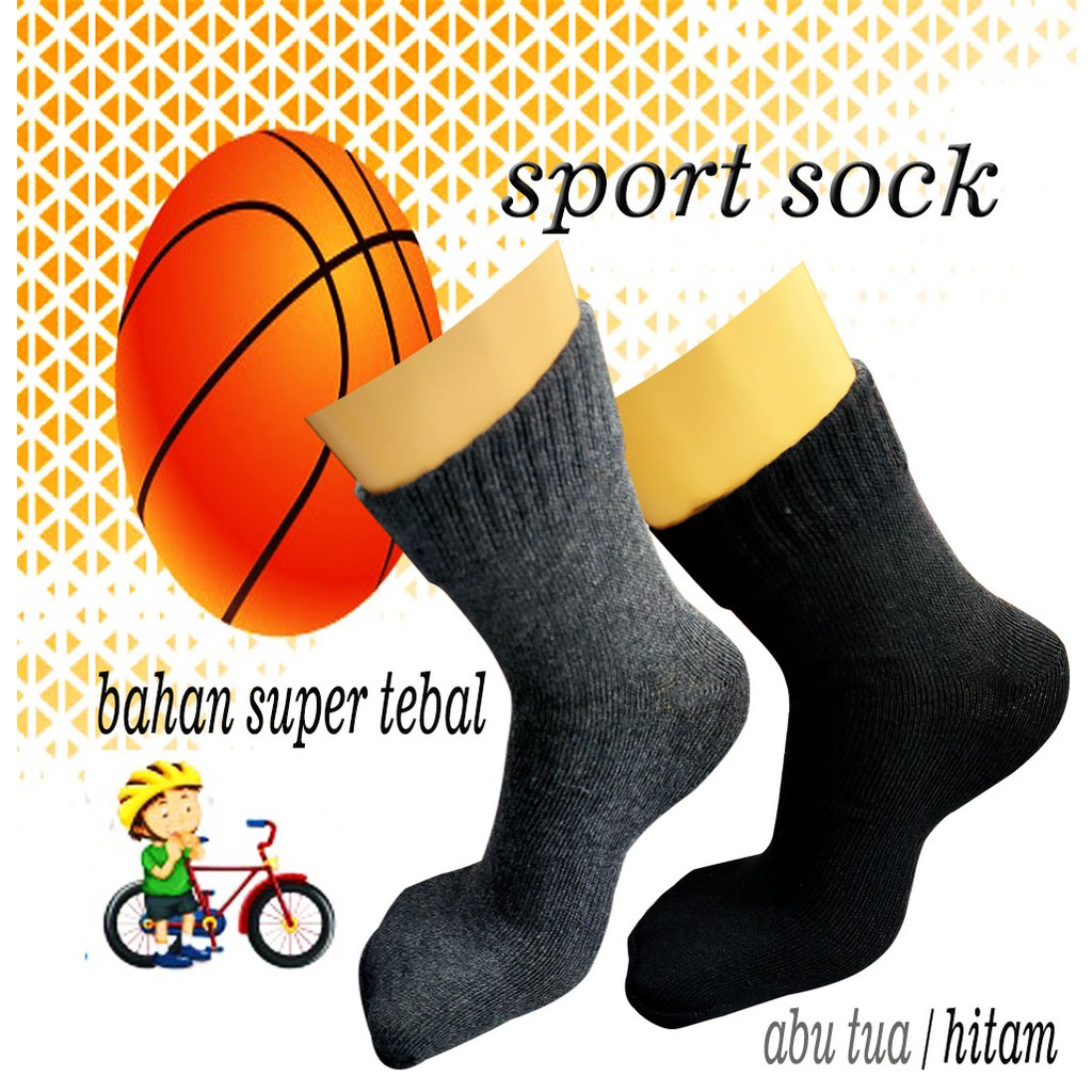 kaos kaki sport hitam tebal/kaos kaki sport abu  tebal/kaos kaki sport/kaos kaki olahraga tebal