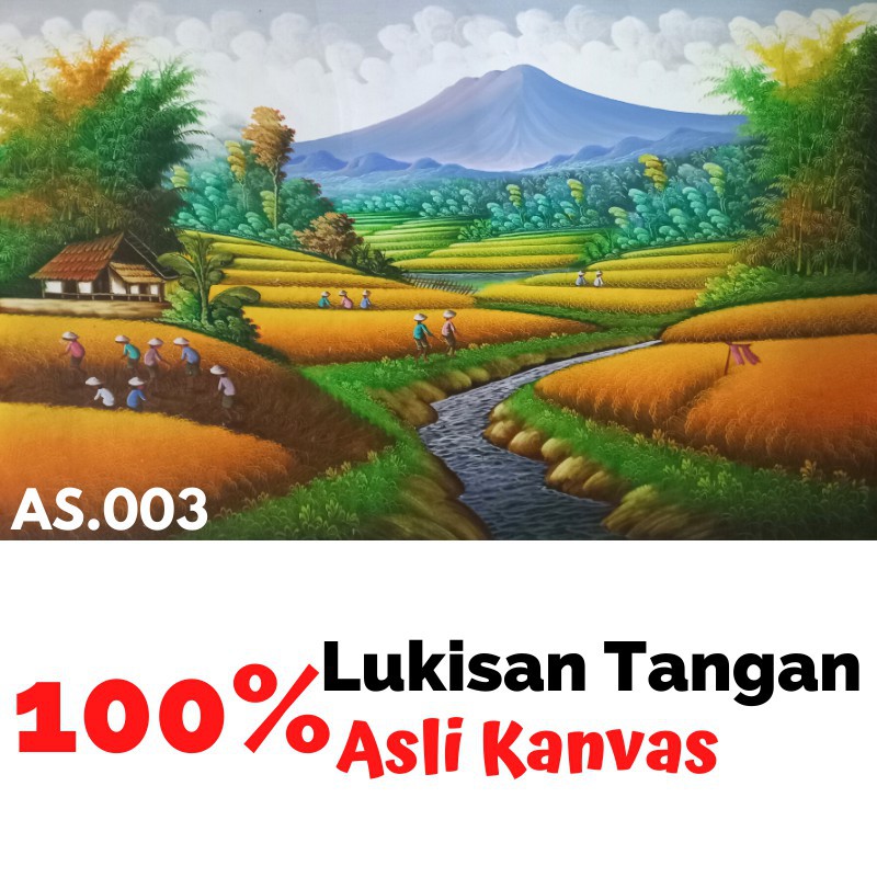 Lukisan Kanvas Pemandangan Alam Sawah Lukisan Ukuran Besar Dekorasi Dinding Ruang Tamu
