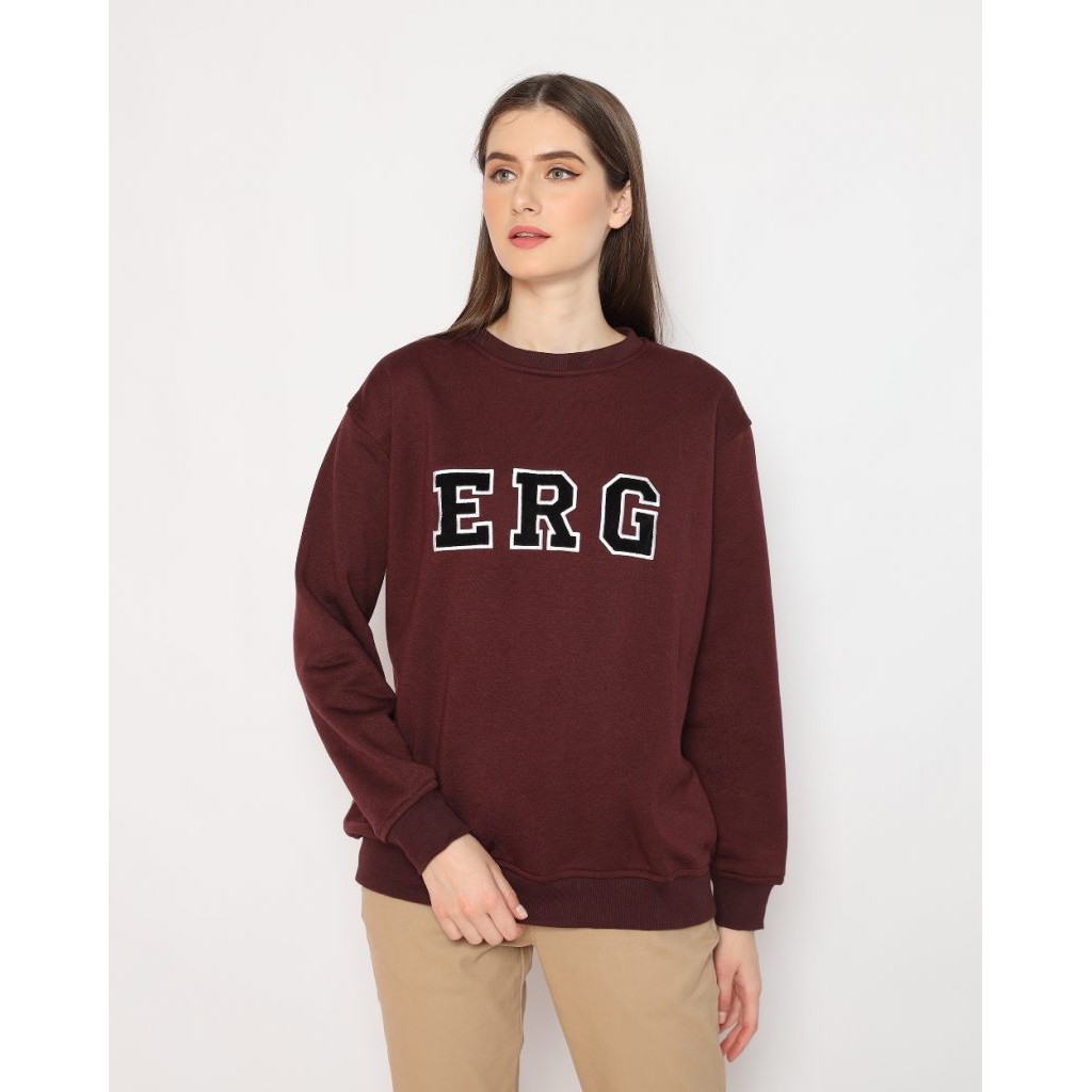 Baju Kaos Jacket Hoodie Flanel Erigo Sweatshirt College Maroon Original  Keren