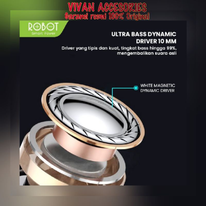 ROBOT Headset RE801 Wired Earphone Ultra Bass