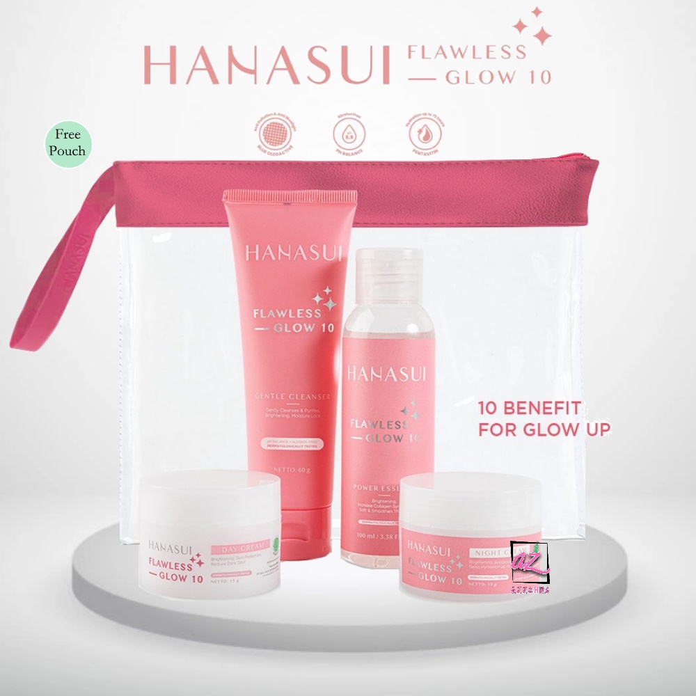 Hanasui Flawless Glow 10 Free Pouch/Day Cream/Night Cream/Cleanser/Essence