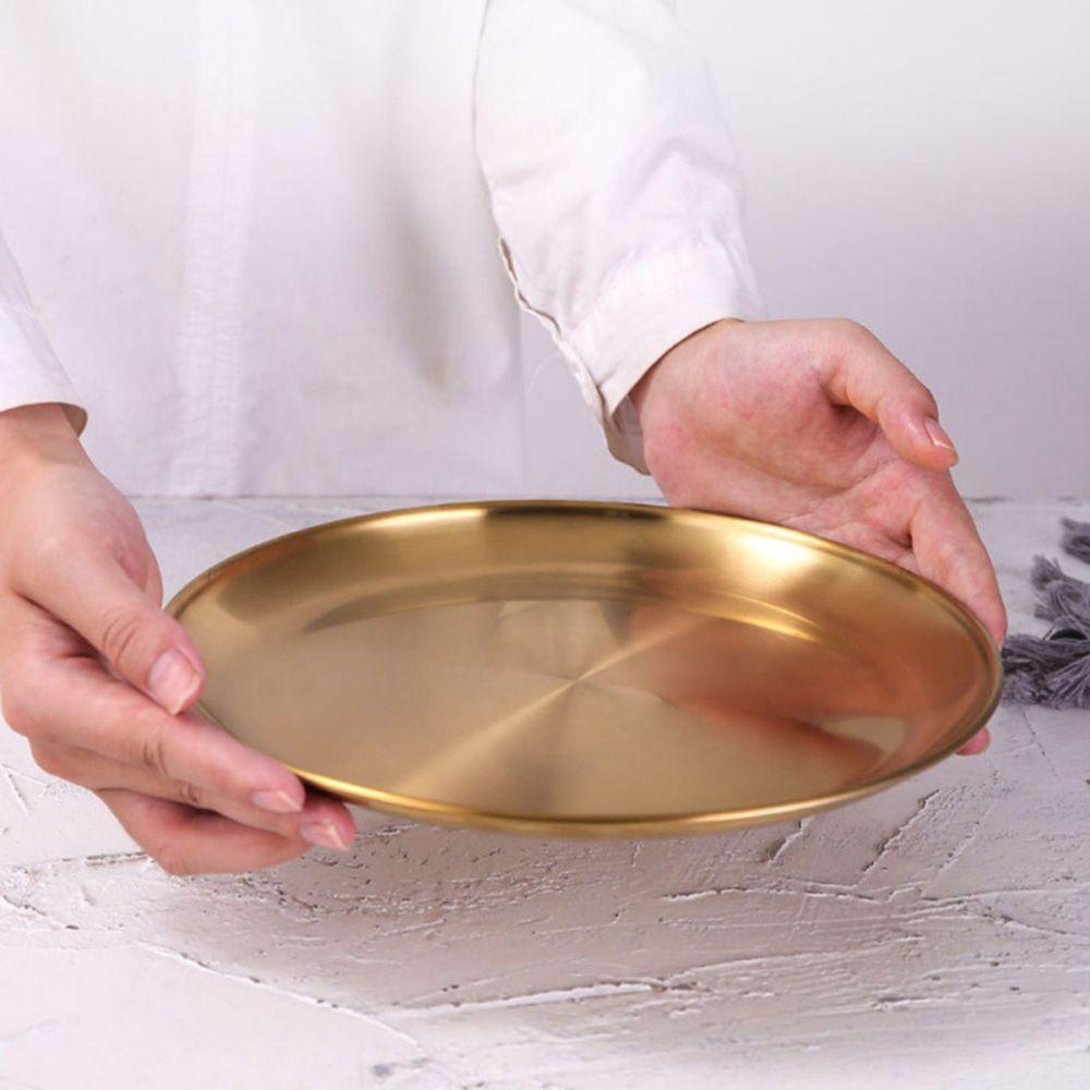Populer Bone Spitting Dish Stainless Steel Peralatan Makan Kue Dessert Buah Daging Metal Dining Disc