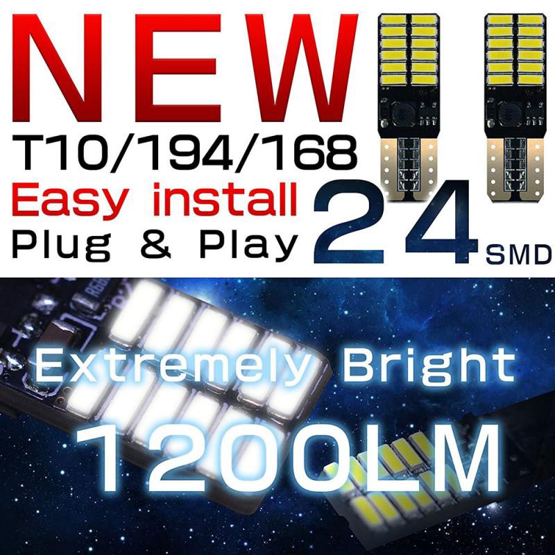 1pc Lampu Led T10 4014 24smd W5W Canbus Untuk Plat Nomor Mobil