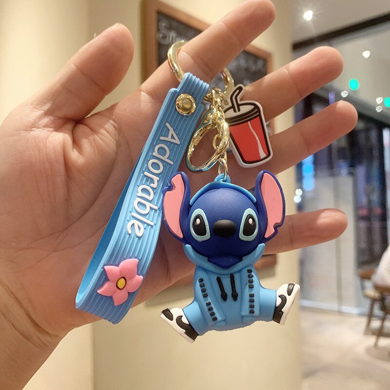 Mouse Piakchu Figure Doll Key Chain For Girls Bag Charms Car Pendant Keyrings Cartoon Stitch Mickey Minnie Keychains