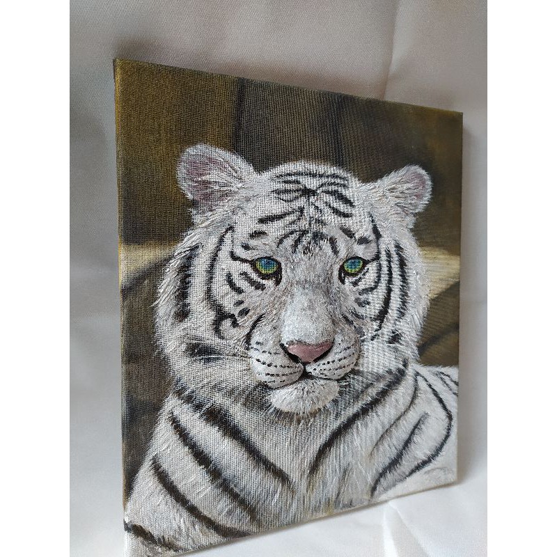 LUKISAN 3D MACAN PUTIH