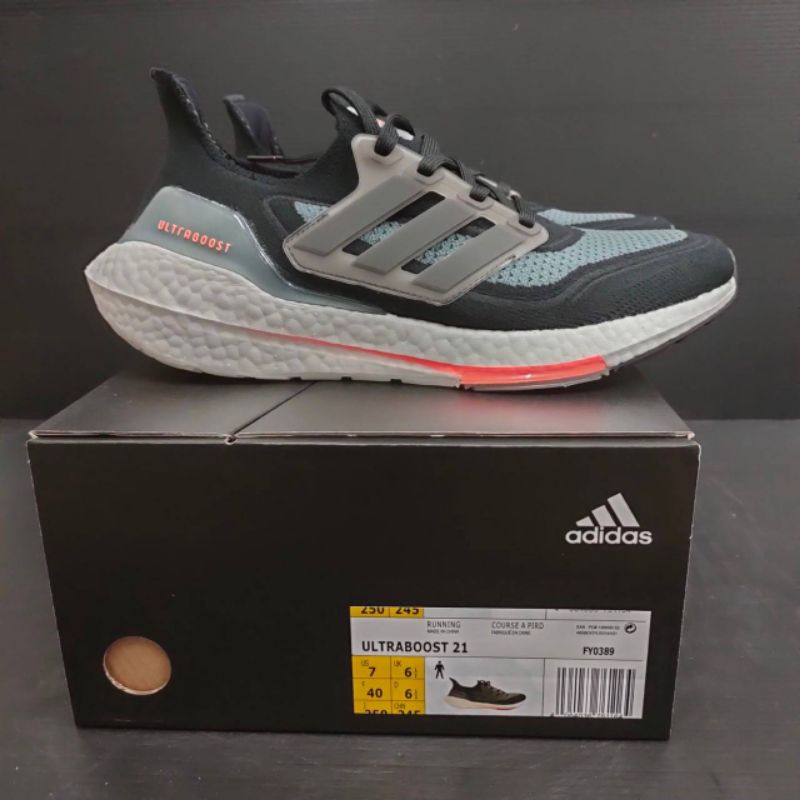 adidas ultraboost 21 black grey - light blue white original bnib
