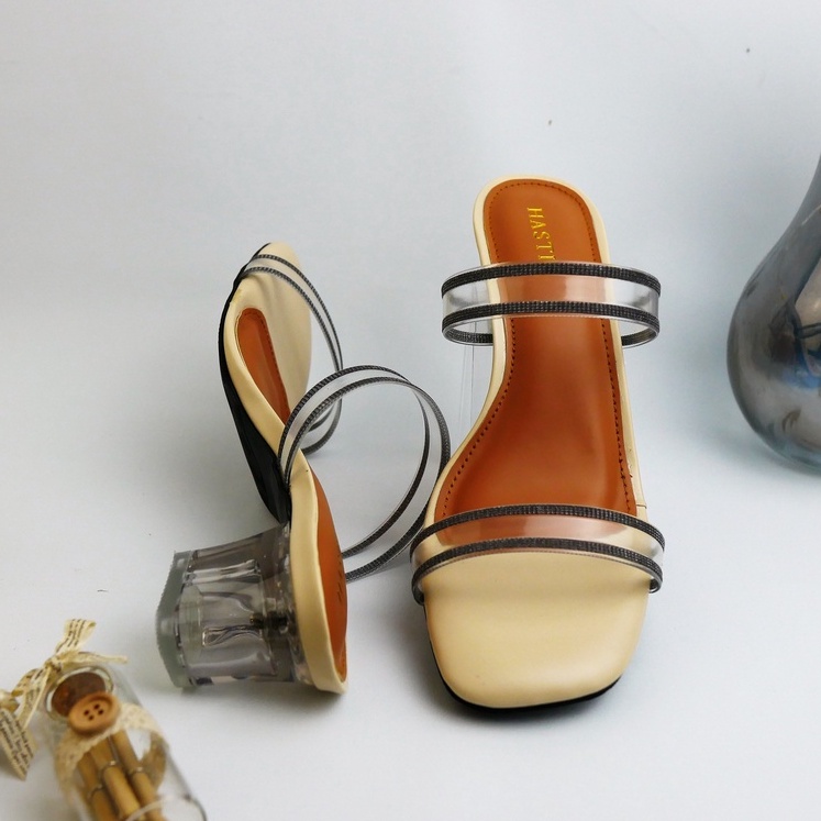 SANDAL WANITA HEELS KACA 5 CM JELLY - KIARA