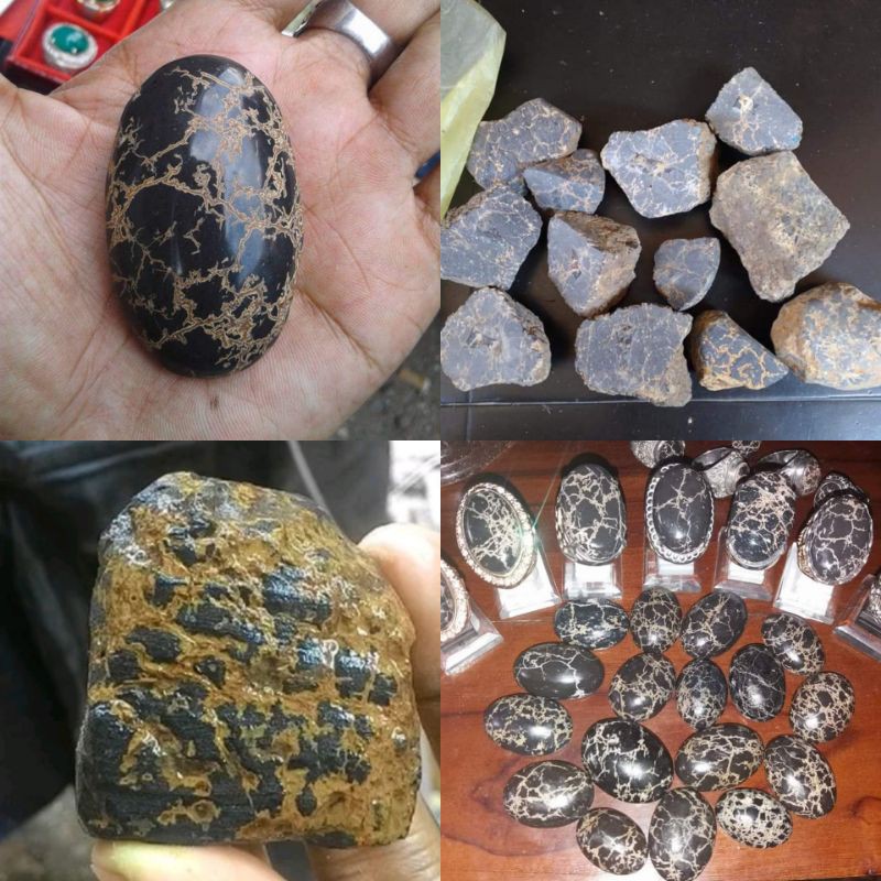 Bongkahan rough kiloan pirus hitam natural endemik sitibondo