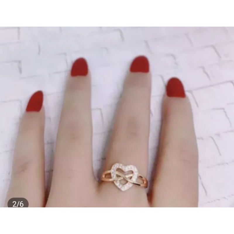 cincin titanium motif love rosegold fashion anak remaja anti luntur