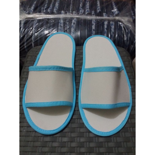 COSTUM SABLON SANDAL LANTAI /HOTEL # SLIPPERS SEPOND 4 ML MIN ORDER 100 PASANG-List biru muda