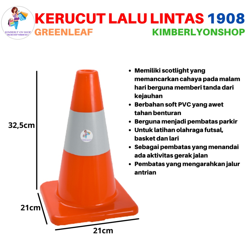 Safety Traffic Cone / Kerucut Lalu Lintas Sign Cone 1908 Green Leaf