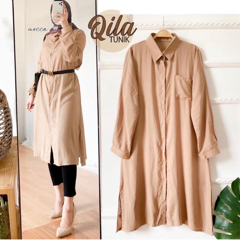 (FREE BELT) Qila Tunik Premium / Atasan Tunik Remaja Wanita Busui Wudhu Kekinian –SWE.30My22ј