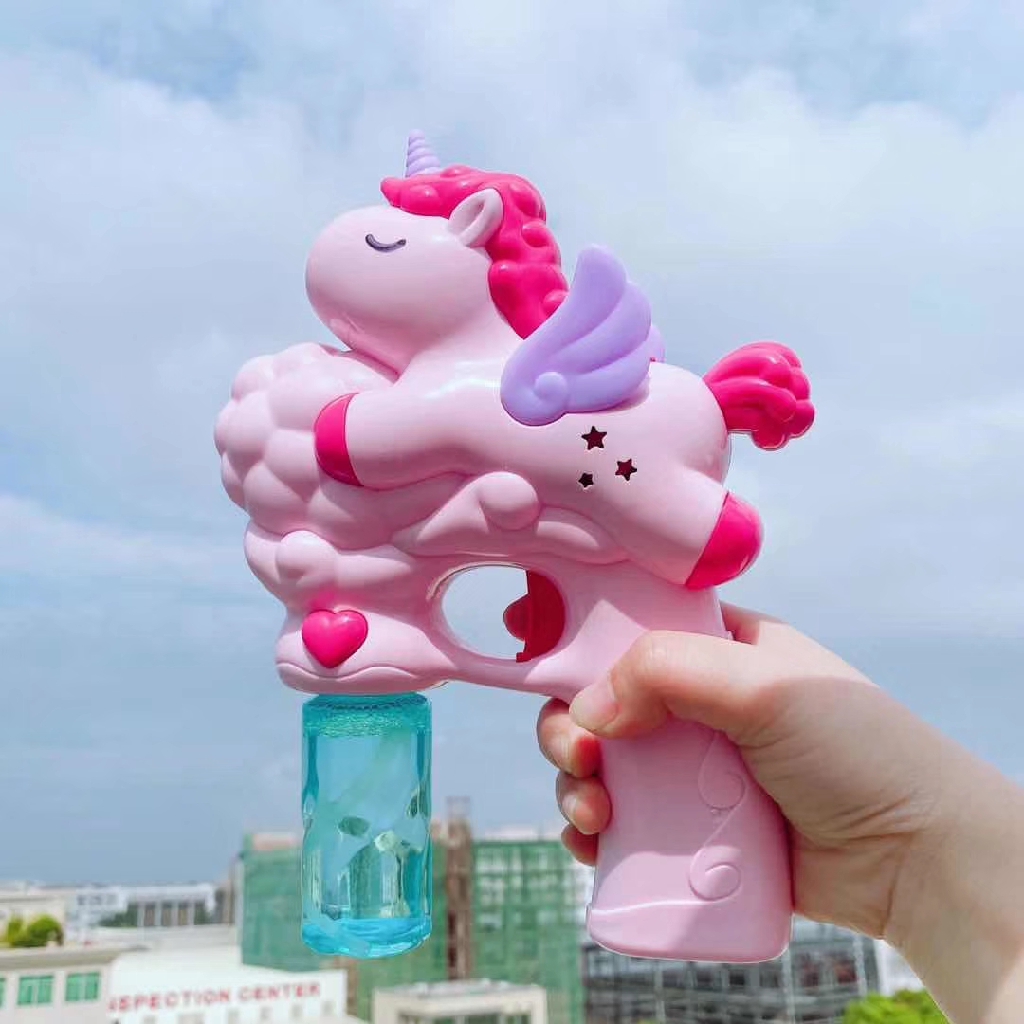 MMTOYS CM-M13 Mainan Anak Bubble Gun Pistol Gun Balon Busa Kuda / Mainan Tembak Semprot Gelembung-UNICORN PINK