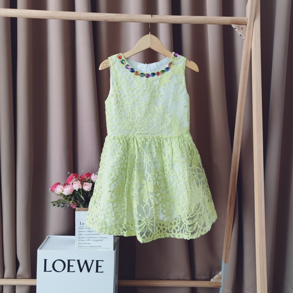 Promo !! Dress anak perempuan Dress white rose brukat cute import uk 3-6th