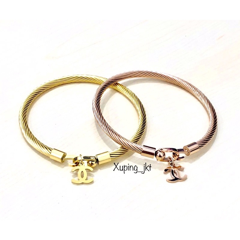 gelang dewasa asli titanium gold plated realpict