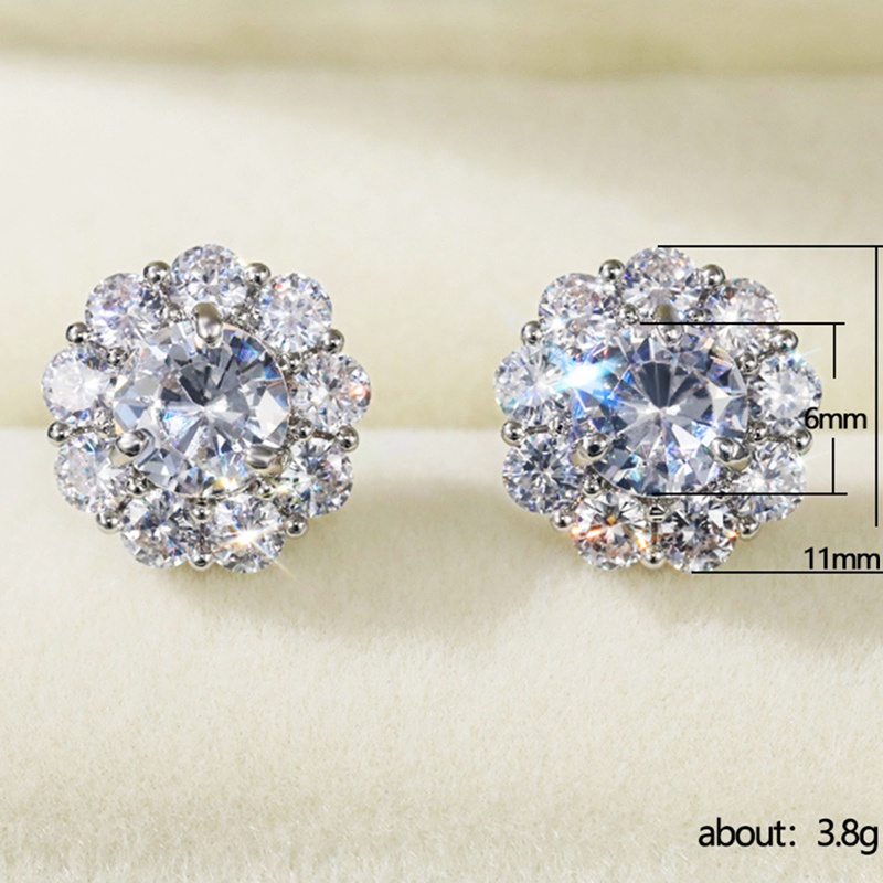 Romantic Flower Shape Women's Stud Earring Dazzling Round Zirconia Crystal Versatile Accessories Female Statement Jewelry|Stud Earrings