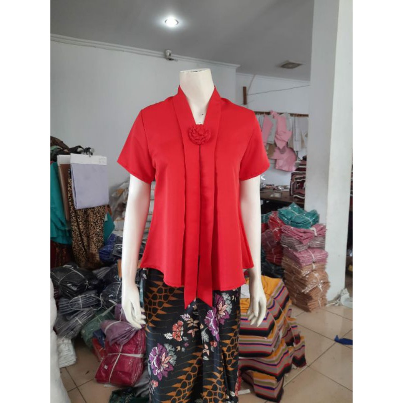 (Pd92/100) Kebaya Floy kutubaru kartini encim PENDEK BALOTELI busui KeroncongBusana (PDK)-Merah