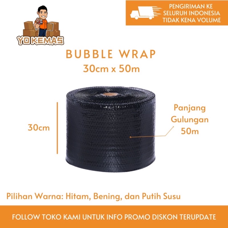 

Bubble Wrap Hitam / Putih Susu (30cm x 50m)