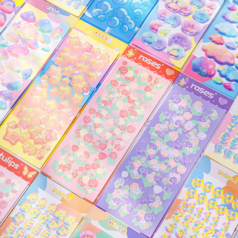 Stiker Film Laser Glitter Warna-Warni Dapat Disobek DIY