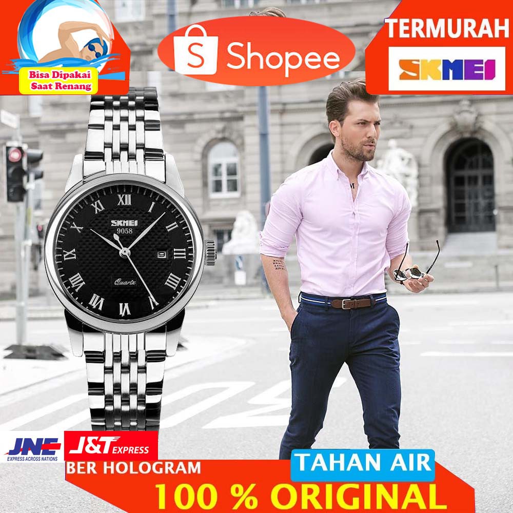 ORIGINAL SKMEI Jam Tangan Analog - 9058 CS [Pria] [Hitam]