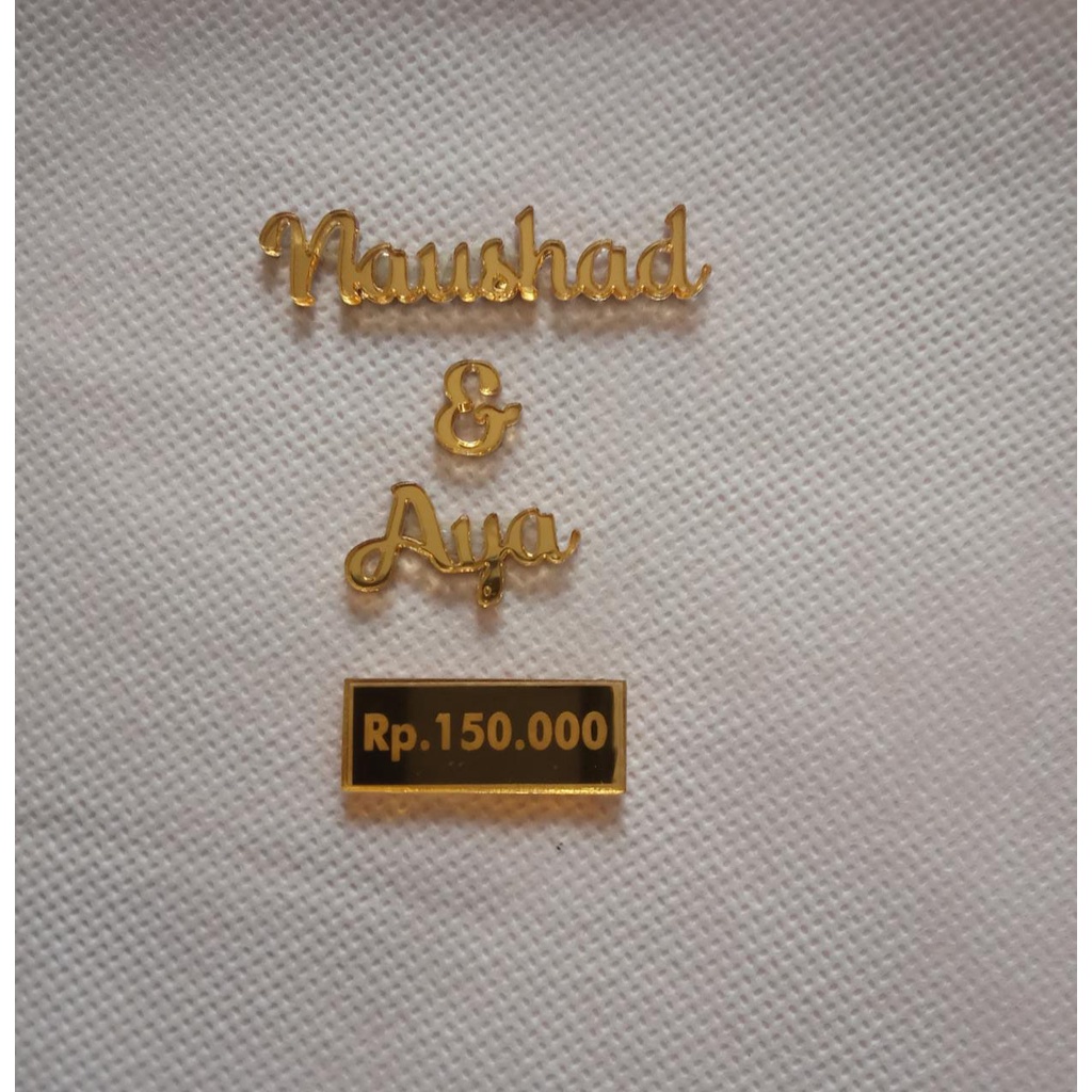 Paket Akrilik 2 Nama Pendek + Tanggal ATAU Nominal Mahar Custom Akrilik Gold
