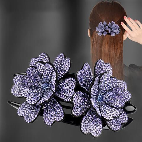 Jepit rambut korea sanggul wanita mode dobel bunga elegan original import terbaru 11cm