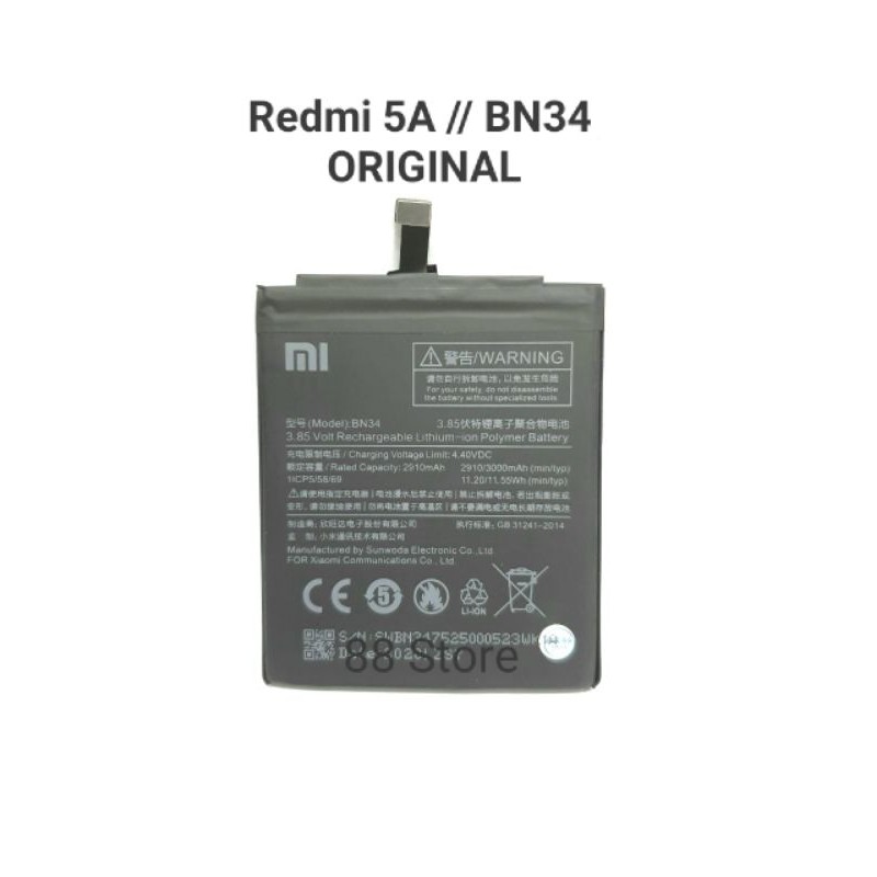 BATERAI BATRE BATTERY XIAOMI REDMI 5A / BN34 ORIGINAL