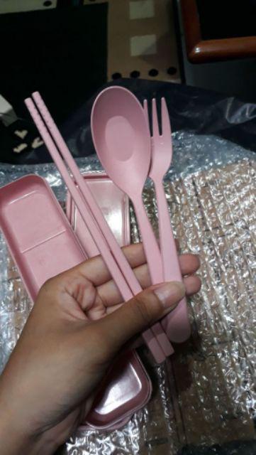 Straw Wheat Tableware Set Travel | Sendok Garpu Sumpit Makan